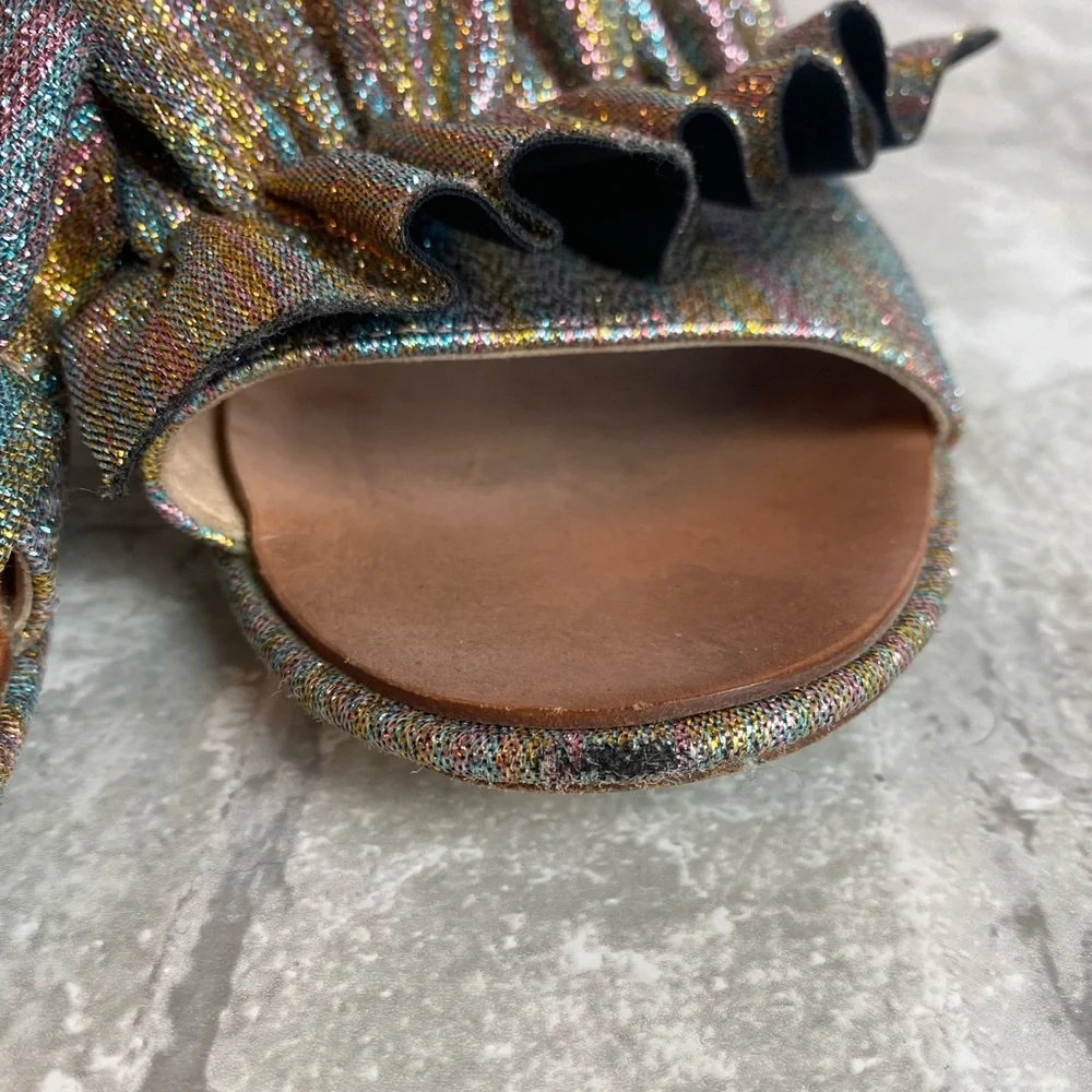 Loeffler Randall Glitter Flat Sandal Slides - Picture 8 of 13